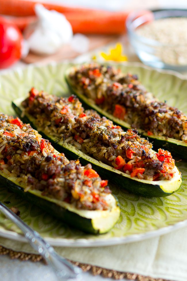 Stuffed Zucchini Boats with Garlic Sauce | Delicious Meets Healthy