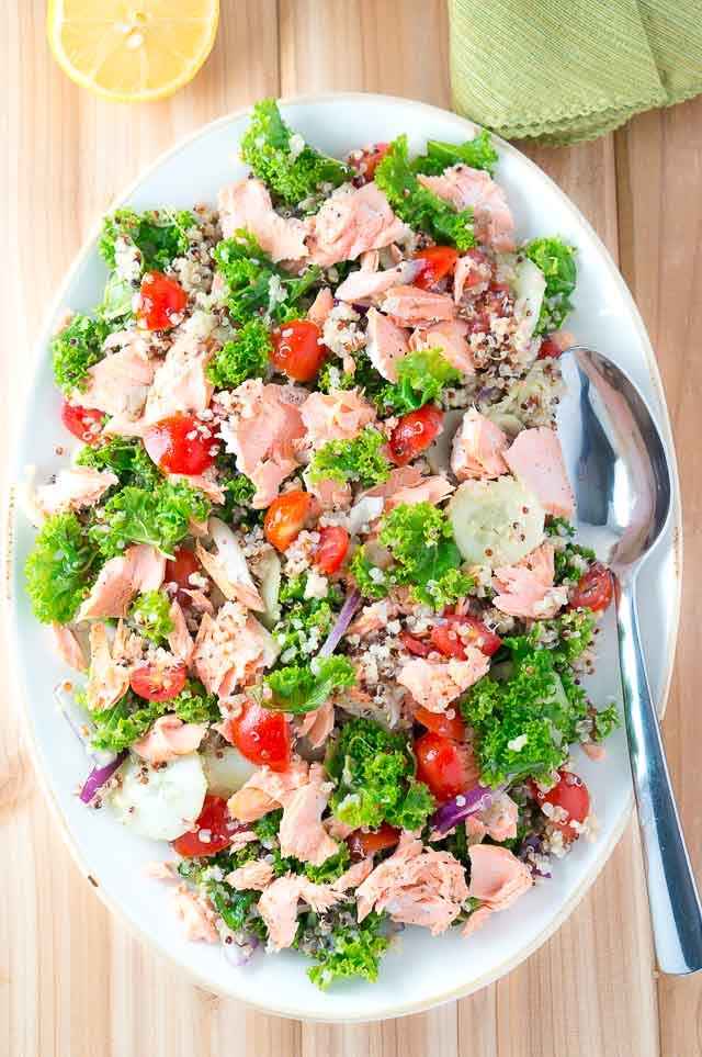 Salmon Quinoa and Kale Salad Delicious Meets Healthy